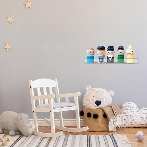 Miniatura 6 de Blulu Paquete de 16 estantes flotantes de acrílico de 14 pulgadas montado en la pared, estante acrílico invisible, estantería flotante para sala de