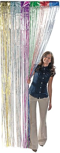 Fun Express Cortinas metálicas con flecos de arcoíris para fiesta (1 pieza), decoración de fiesta, decoración de puerta, bordes de puerta y cortinas