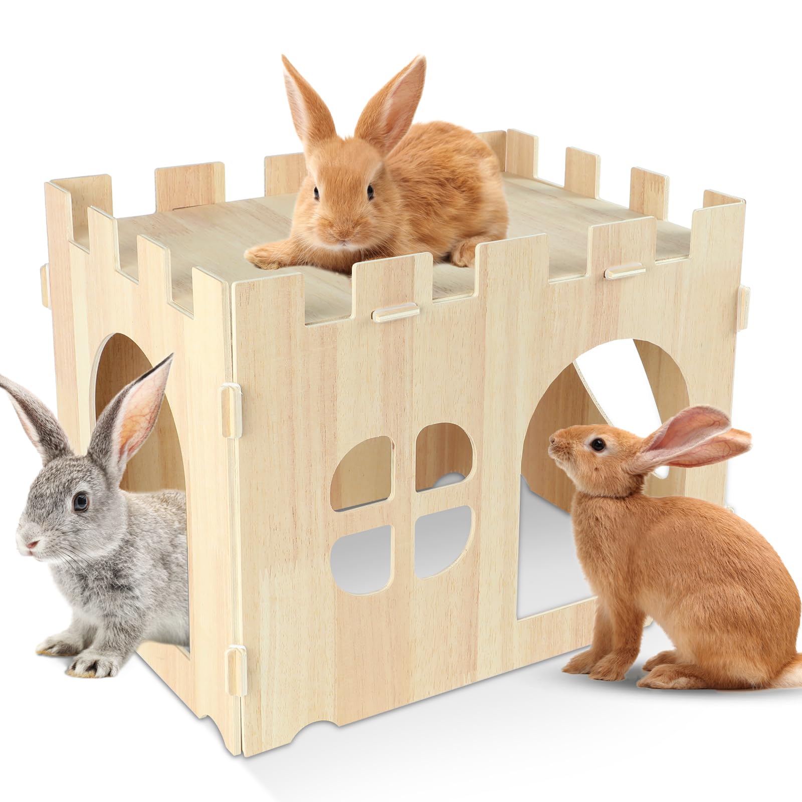 COUNTRY RABBIT Rabbit House アクセサリーケース YUEPET Wooden Rabbit Castle, Rabbit Hideout and House Detachable