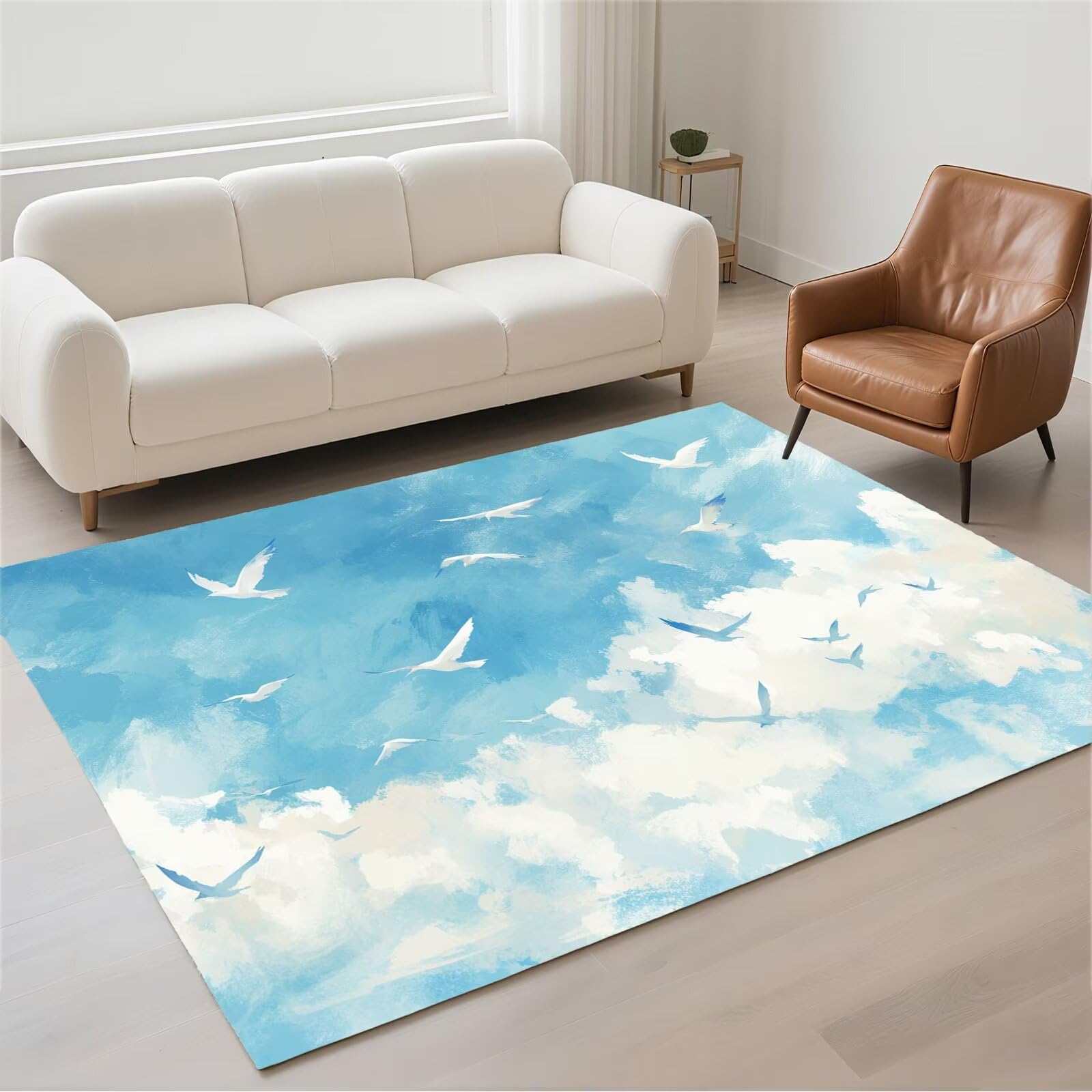 Tapis lavable antidérapant 120x180cm pour simplifier le nettoyage du salon