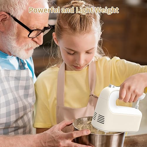 Miniatura 3 de Batidora de mano digital de 9 velocidades, potente motor de CC de 400 W, batidora de mano para hornear con estuche de almacenamiento a presión, 5