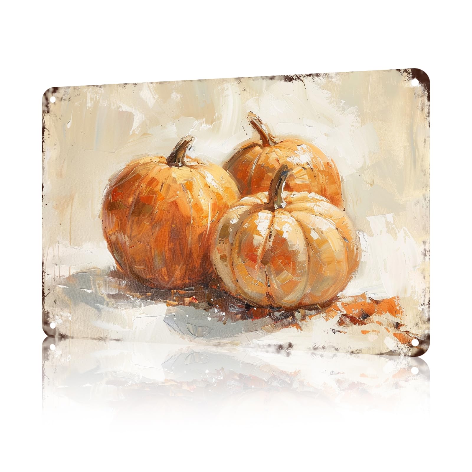 Anceky Aluminum Metal Signs Pumpkin Tin Sign for Home Kitchen Retro Decor Yard Garden Outdoor 12×8 Inch