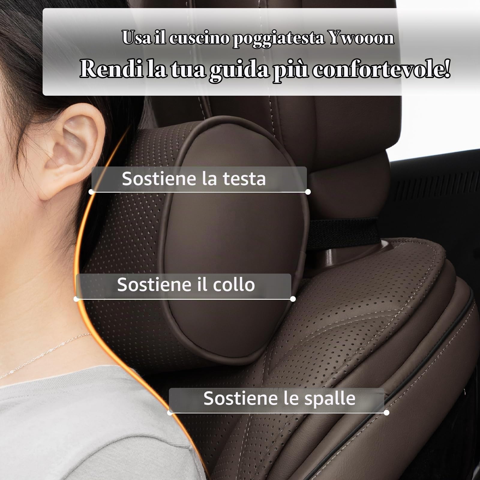 Poggiatesta Auto Cuscino, Supporto Testa per Seggiolino Auto, Cuscino da Collo con Memory Foam, Uso Universale in Auto/Casa/Ufficio