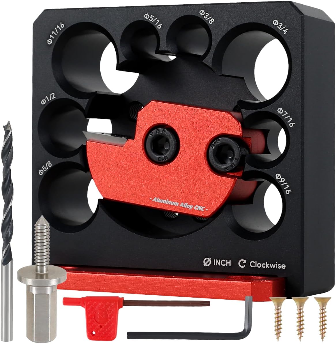 Dowel Maker Jig Kit, 5/16-3/4inch Adjustable Dowel Maker Tool, Imperial 8 Holes Aluminum Alloy Electric Drill Milling Dowel Round Rod Auxiliary Tool for Wooden Rods Sticks Woodworking (Set 2)