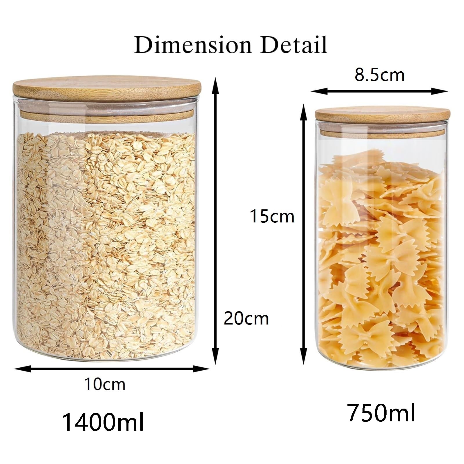 Vorratsgläser mit Deckel Glasgefäße Set Runde Behälter Mit Deckel for Home Organizer Aufbewahrungsgläser Küche(1400ml+1400ml)