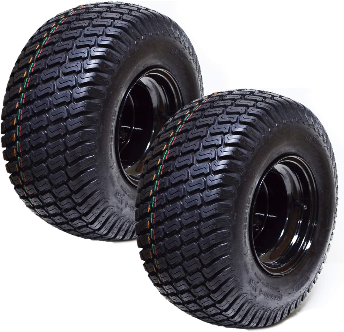 (2) 18x8.50x8 ATV Golf Go Cart Lawn Mower Tractor P322 Turf Tire Rim Assembly Black Steel Wheels 18" All Terrain Tires Compatible with EZGO Club Car Yamaha E-Z-GO Golf Cart