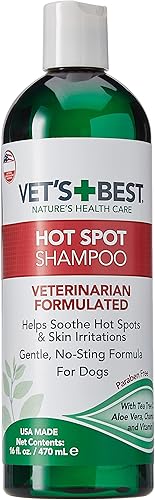 Vet's Best Hot Spot - Champú para aliviar la picazón para perros, alivia la piel seca del perro, sarpullido, rasguños, lamer, picazón en la piel y