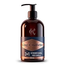 King C. Gillette DETERGENTE VISO UOMO 3 In 1, Sapone BARBA, VISO e CAPELLI, Pulizia e Freschezza, Profumazione King C., CURA DELLA BARBA, Idea Regalo Uomo