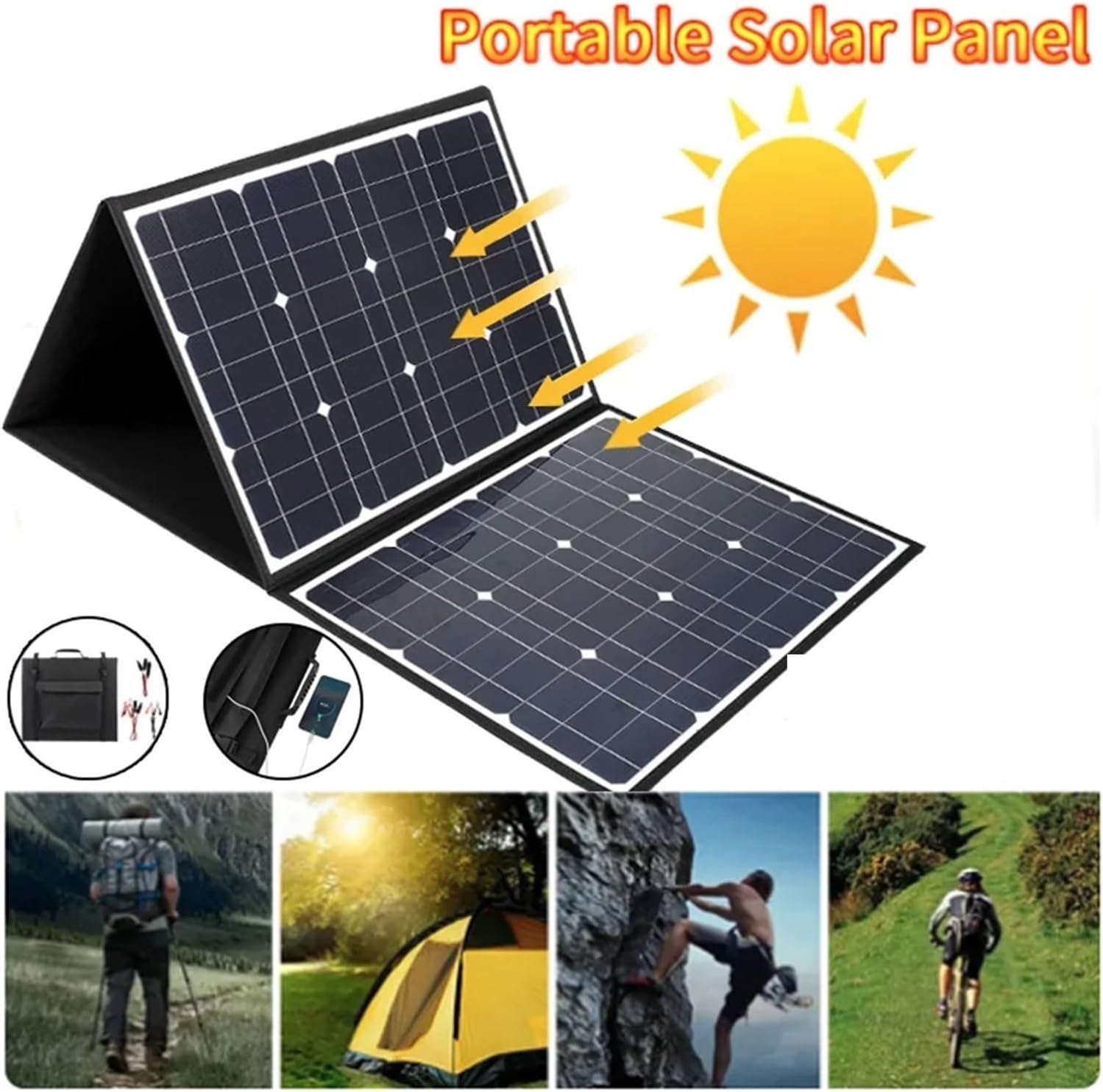 Solar Panels Solar Panel Foldable Solar Cell Solar Foldable Bag E Power Supply Suitable for E Phone Outdoor Camping Hiking Boat RV Energy Storage
