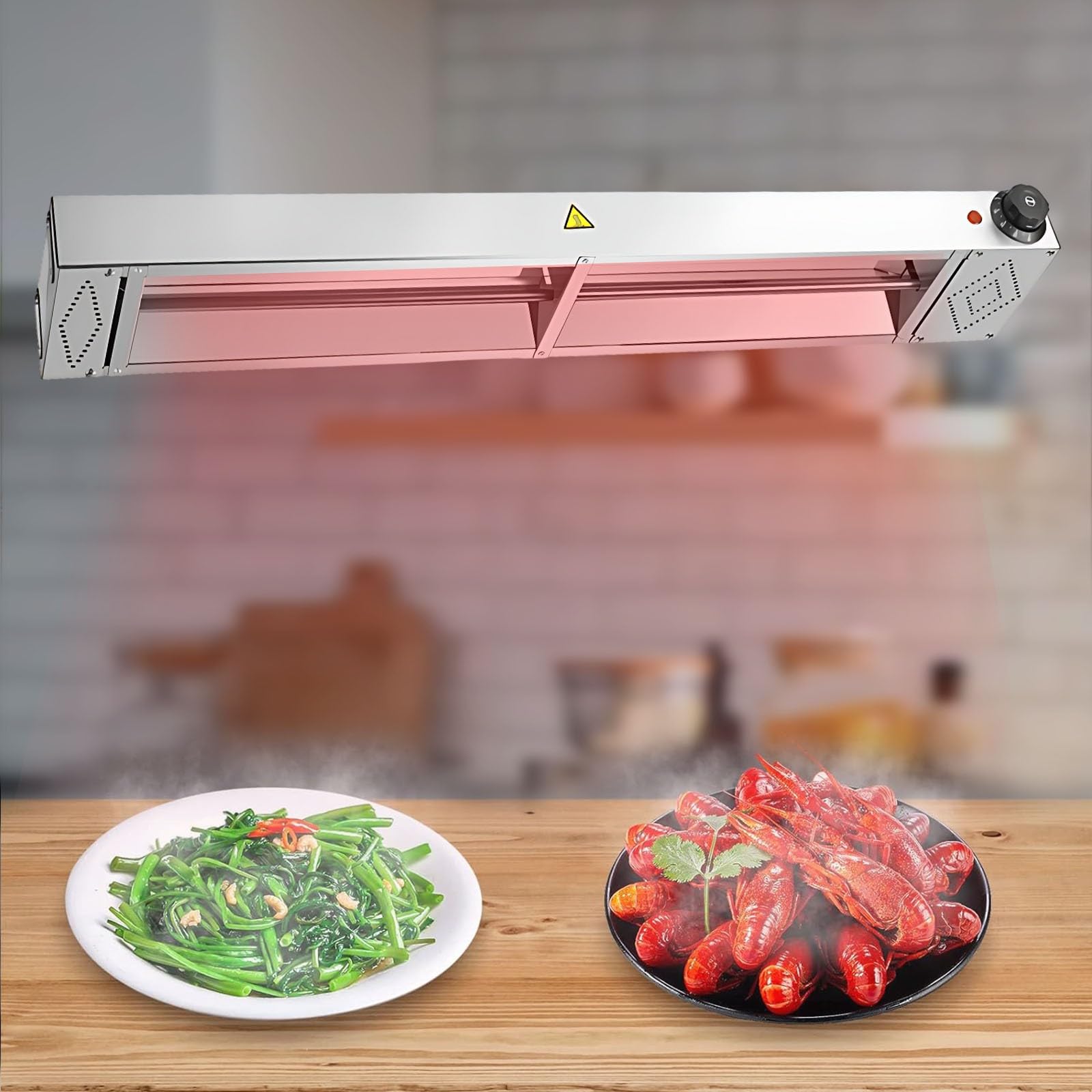Lampada Riscaldante Cucina Temperatura Regolabile 30-85°C(60cm) | Sospeso Lampade Scaldavivande Cucina, Acciaio Inossidabile Lampada Riscaldante per Alimenti per Cucine, Buffet e Hotel