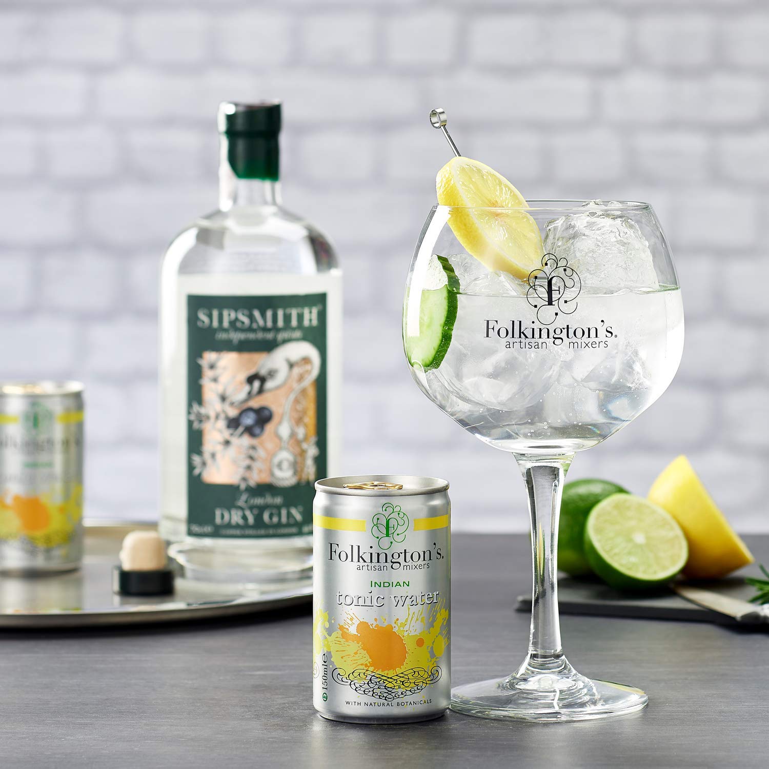 Acqua Tonica Indian Tonic Water Folkington's 10 x150 ml Lattine (FOTO SOLO SCOPO ILLUSTRATIVO)