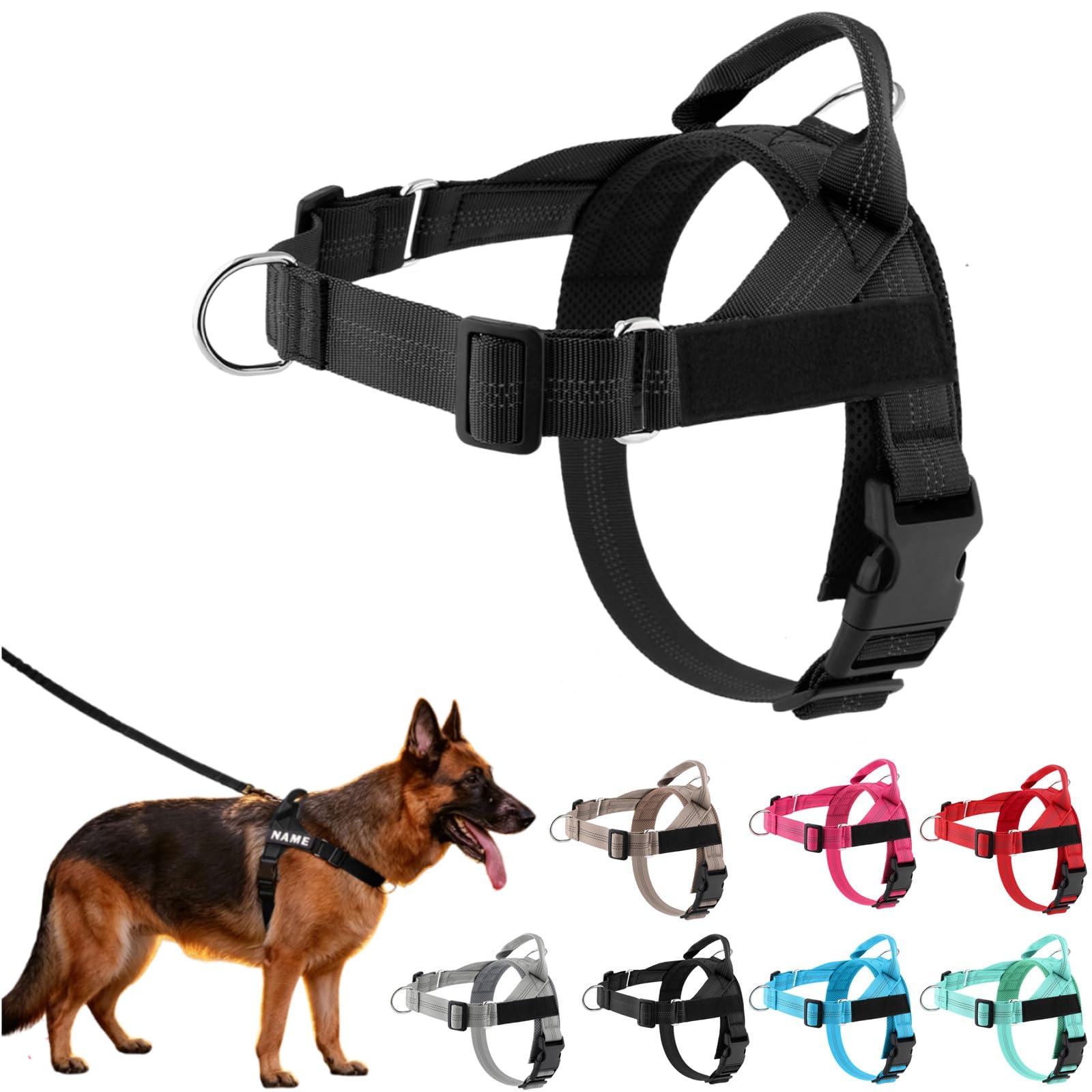 No Pull Dog Harness, Breathable Adjustable Pet Walking Vest Harness with Secure Buckle Design, for Medium Large Dogs Daily Outdoor Walking Training and Travel Activities (Black, XS)