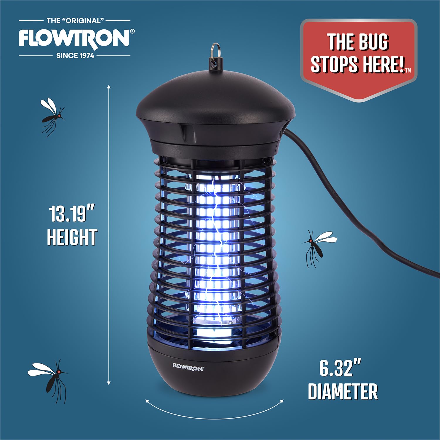 Flowtron Insektenvernichter für den Außenbereich, 4000 V, elektrischer Insektenvernichter mit 1/2 Acre-Abdeckung, nicht verstopfendes Stoßgitter, tötet Mücken, Fliegen und fliegende Insekten, Terrasse