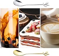 Vista 5 de 20 cucharas de café de hojas, cucharaditas de acero inoxidable dorado y plateado con mango de hojas para té helado, café, postre