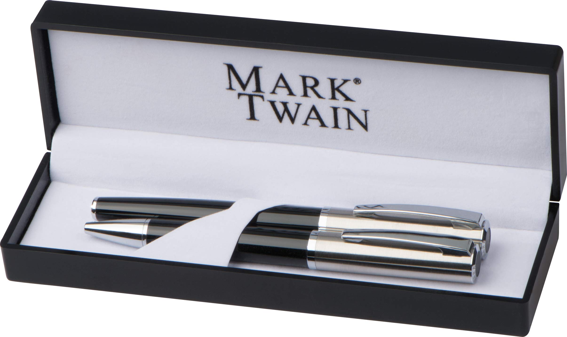 Schreibset Chrissy MAXX Von Mark Twain – Kugelschreiber & Rollerball Mit Gravur – In Acryl-Geschenketui