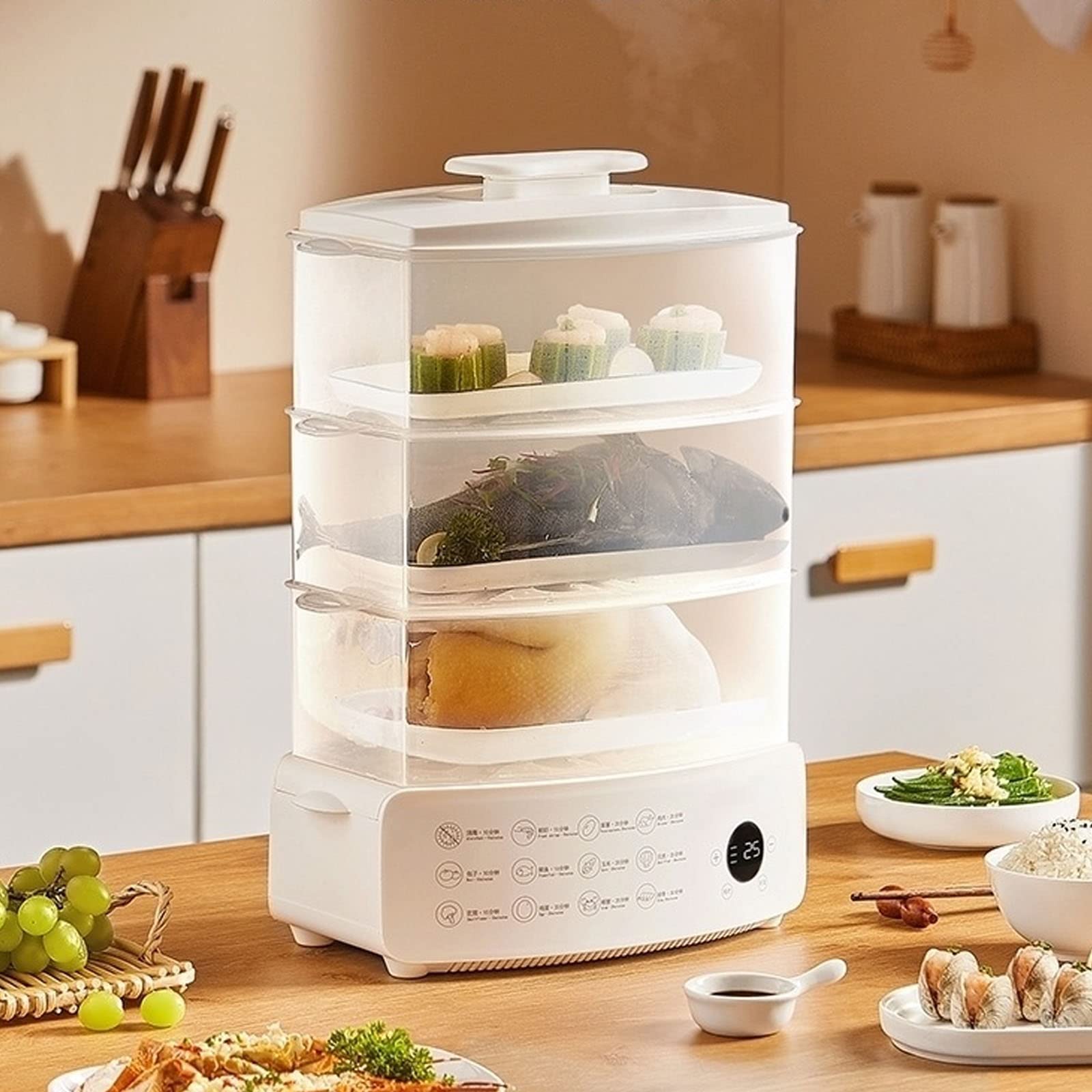 Amazon | 電気蒸し器 3段 蒸し器 電気 スチームクッカー 大容量 多機能