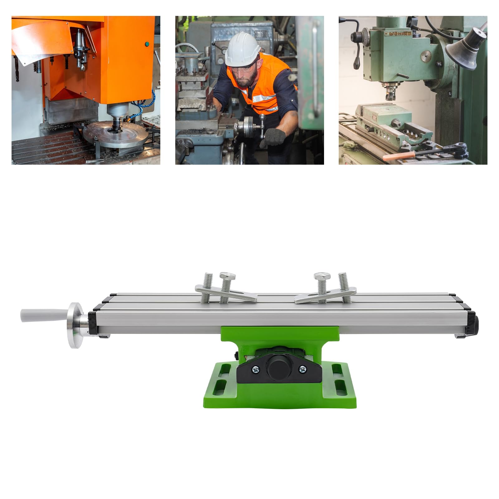 Kreuztisch FräStisch Maschine,Arbeitstisch üR FräSmaschinen,X-Y-Schiebetisch für Mini-Bohrmaschine Elektrische Halter, Aluminium PräZisions-Tisch, Modellbau Werkstatt, Weiß/GrüN