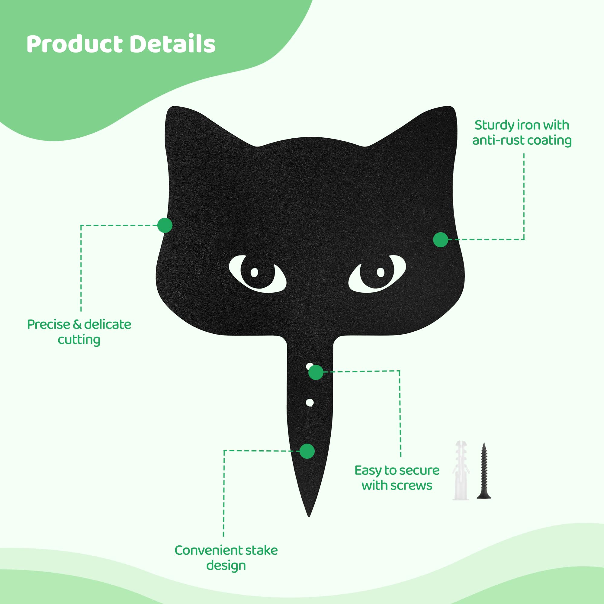 Lot De 2 Figurines De Chat Noir, Statues De Jardin Curieuses