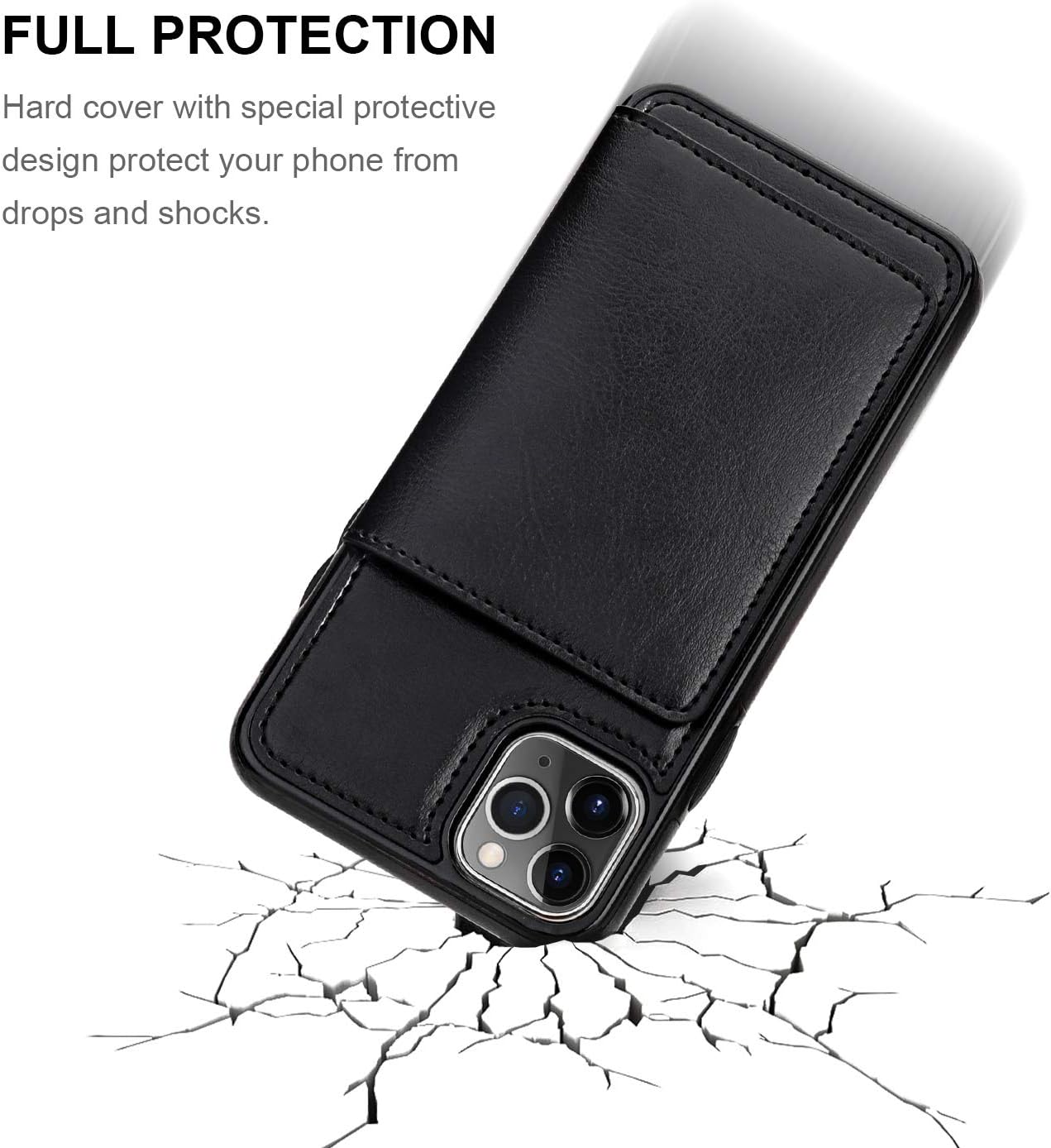 KIHUWEY iPhone 11 Pro Max Wallet Case Credit Card Holder, Premium Leather Kickstand Durable Shockproof Protective Cover iPhone 11 Pro Max 6.5 Inch(Black)