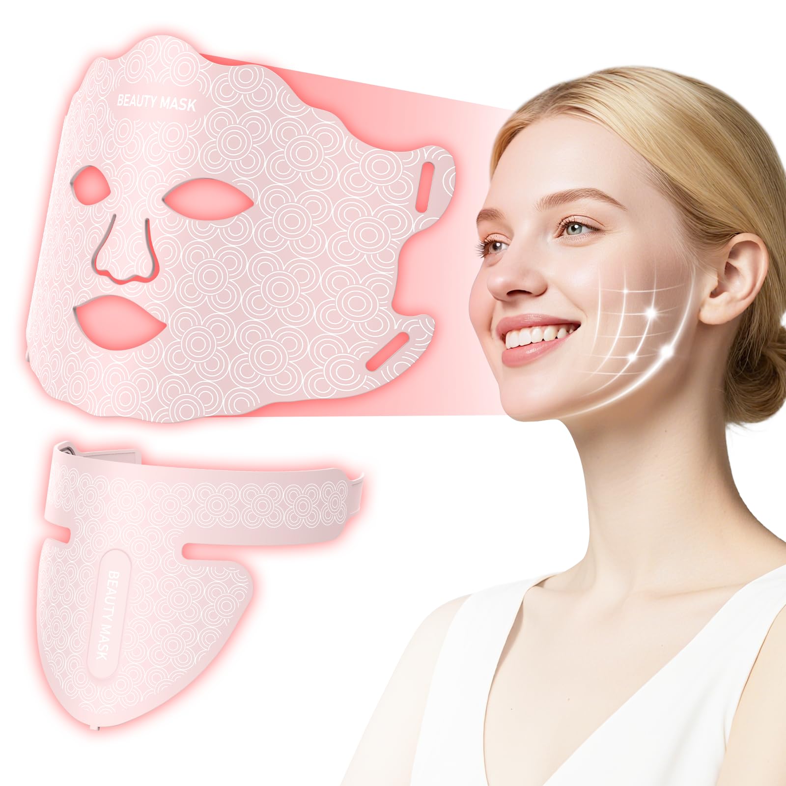 LED light therapy mask Red Light Therapy for Face Neck 7 Colors Led Face and Neck Mask can