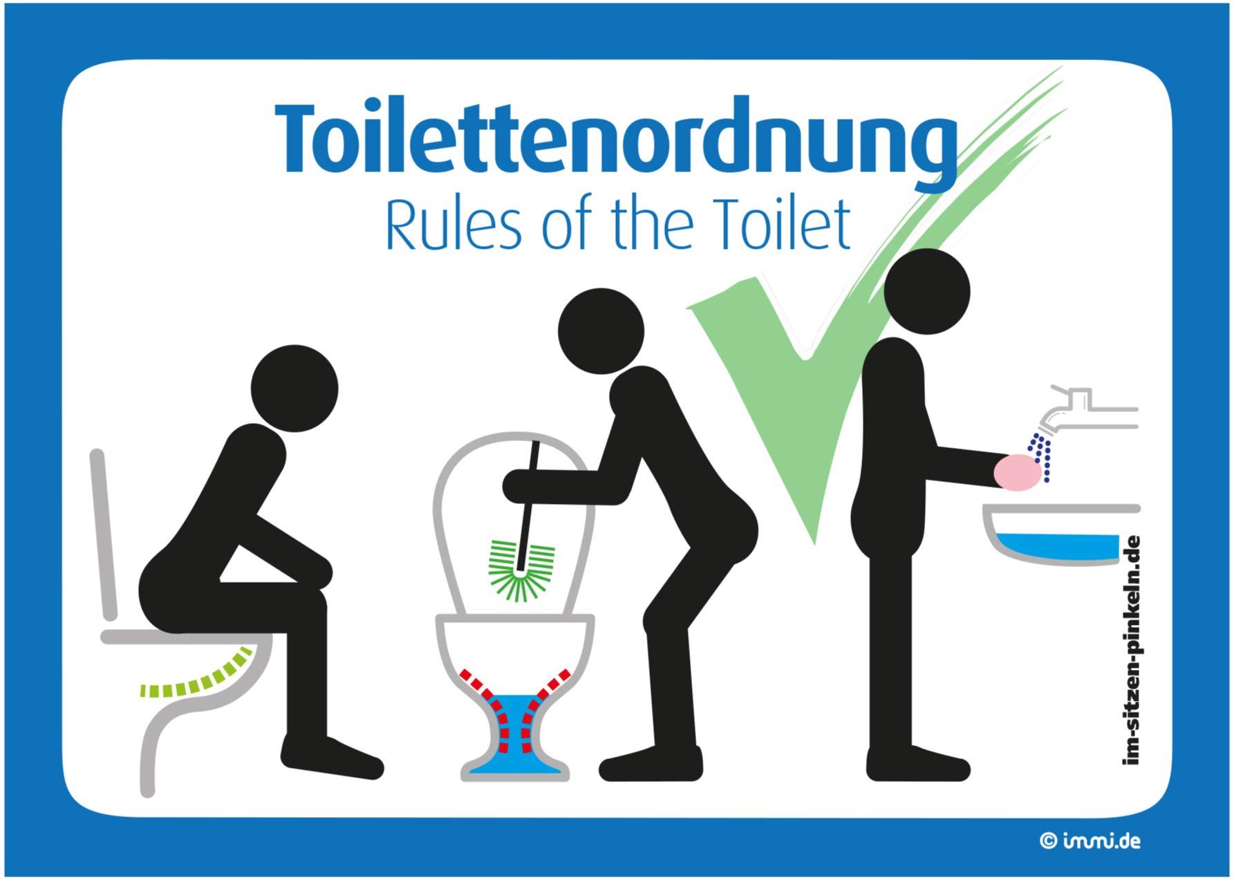immi 4x Toilettenordnung, Sitzen pinkeln, Klobürste nutzen, Hände Waschen, A6