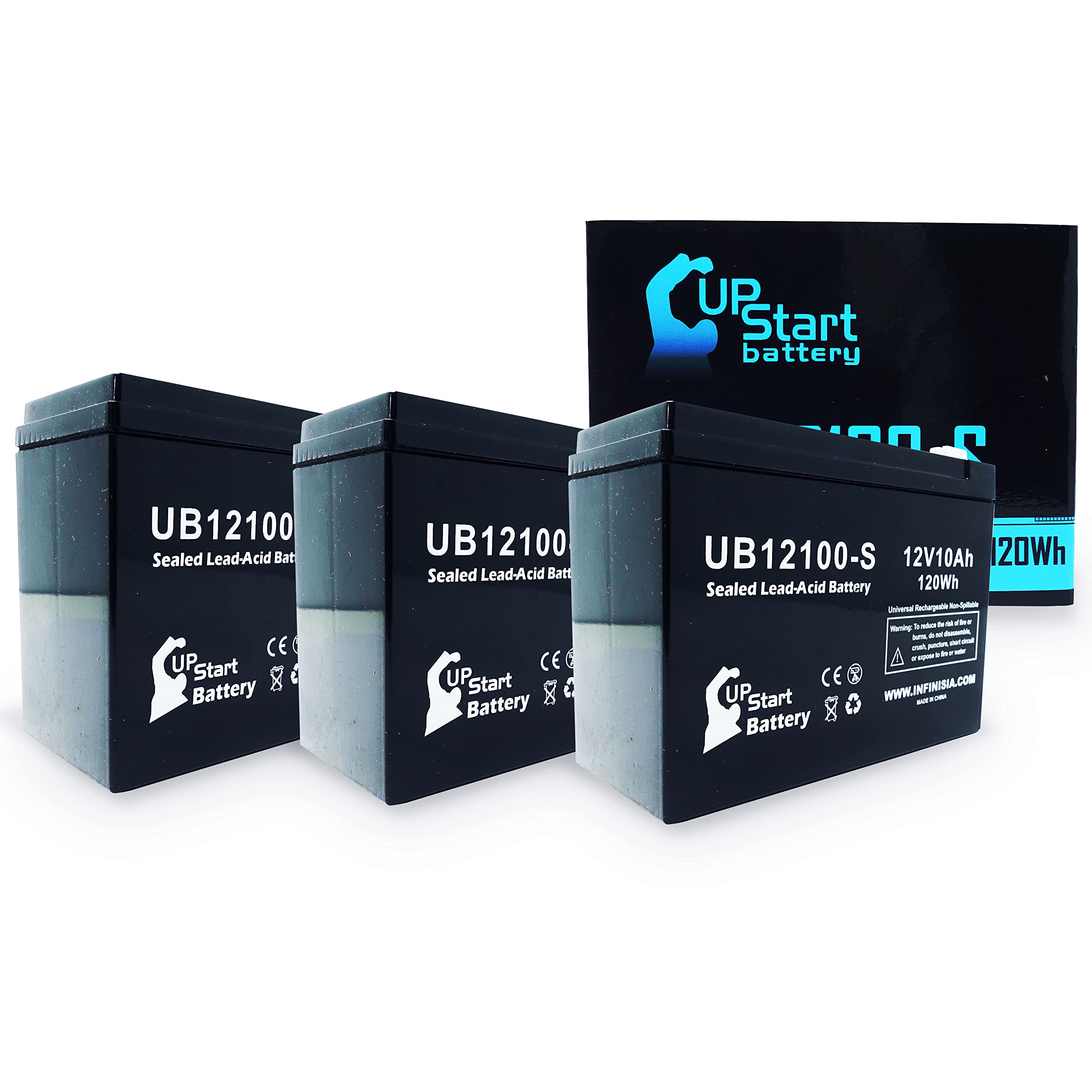 3 Pack Replacement for Neuton Mowers E0683-310W Battery - Replacement UB12100-S Universal Sealed Lead Acid Battery (12V, 10Ah, 10000mAh, F2 Terminal,