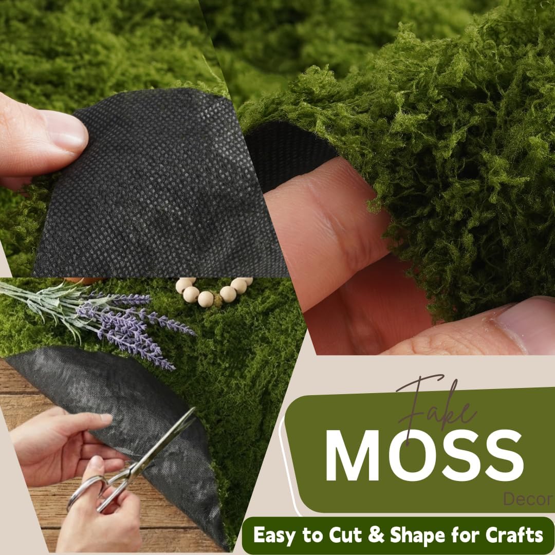 Fake Moss Mat Artificial Moss Roll - 12" x 71"Cloud Soft Feel Moss Table Runner for Decor, Faux Grass Mat for Crafts, DIY Fairy Garden, Wedding & Party Decorations (Realistic Green: 30x180cm)