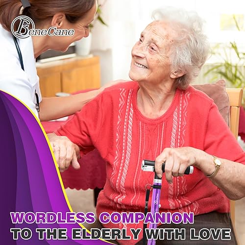 Miniatura 7 de BeneCane Bastón plegable para mujer con dos luces LED, bastón cuádruple con base estable, ligero y ajustable