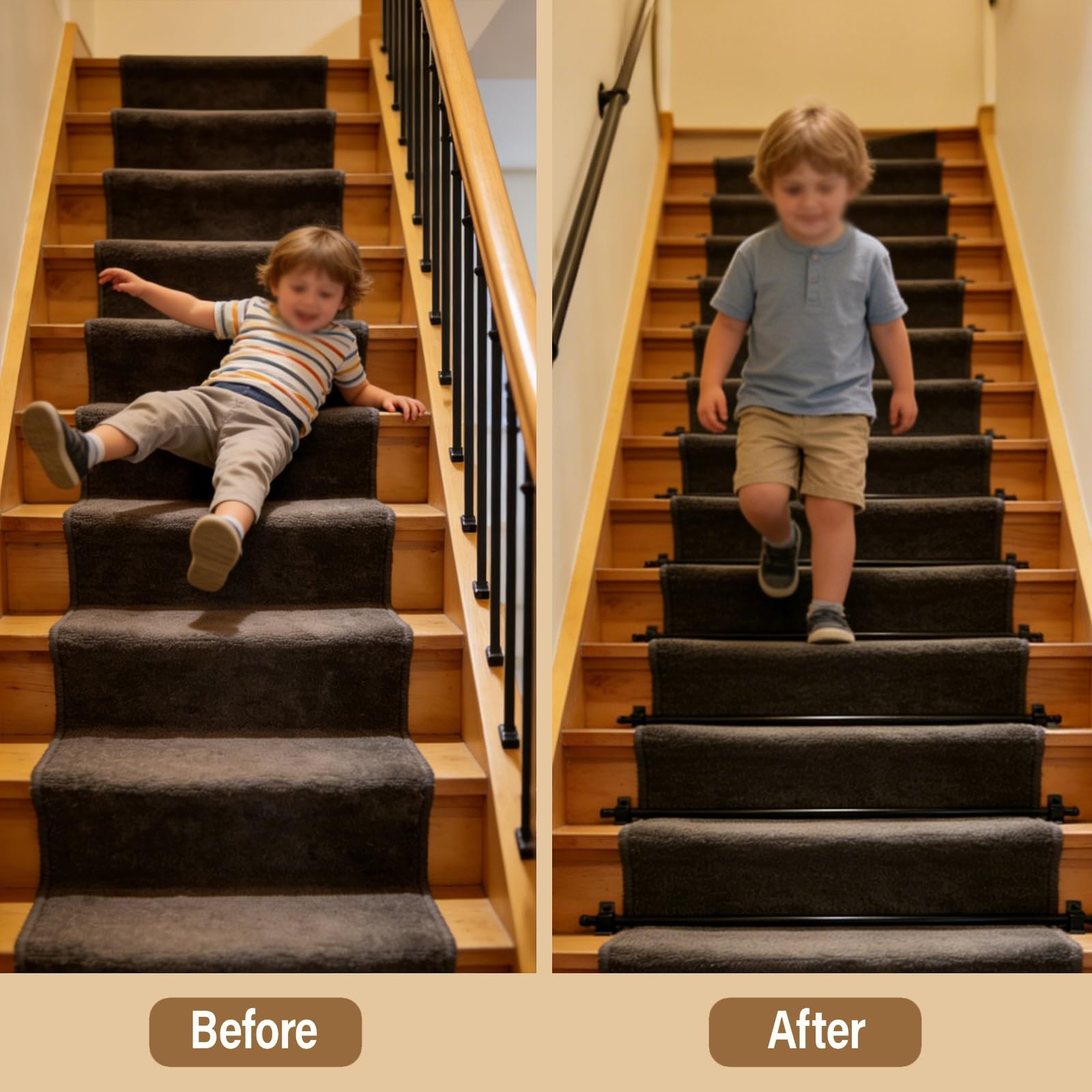 Genérico Barras de latón Ajustables para alfombras de escaleras - 3 Piezas (81 cm) Fáciles de Quitar, seguras y Elegantes para la decoración de escaleras, Que aportan se