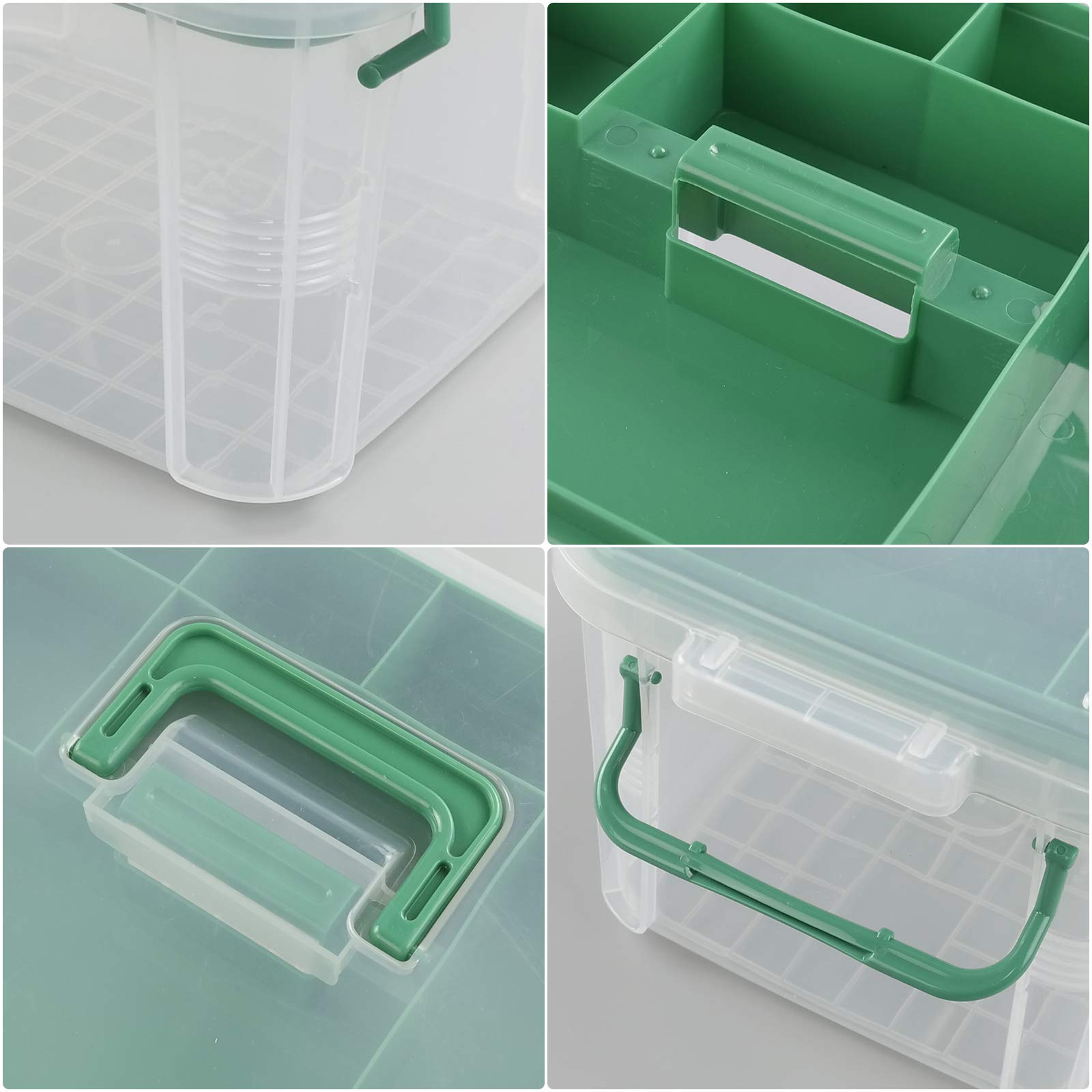 Portatore di pronto soccorso in plastica, 2 strati con scomparti, organizer per medicine di famiglia, 1 pezzo, trasparente