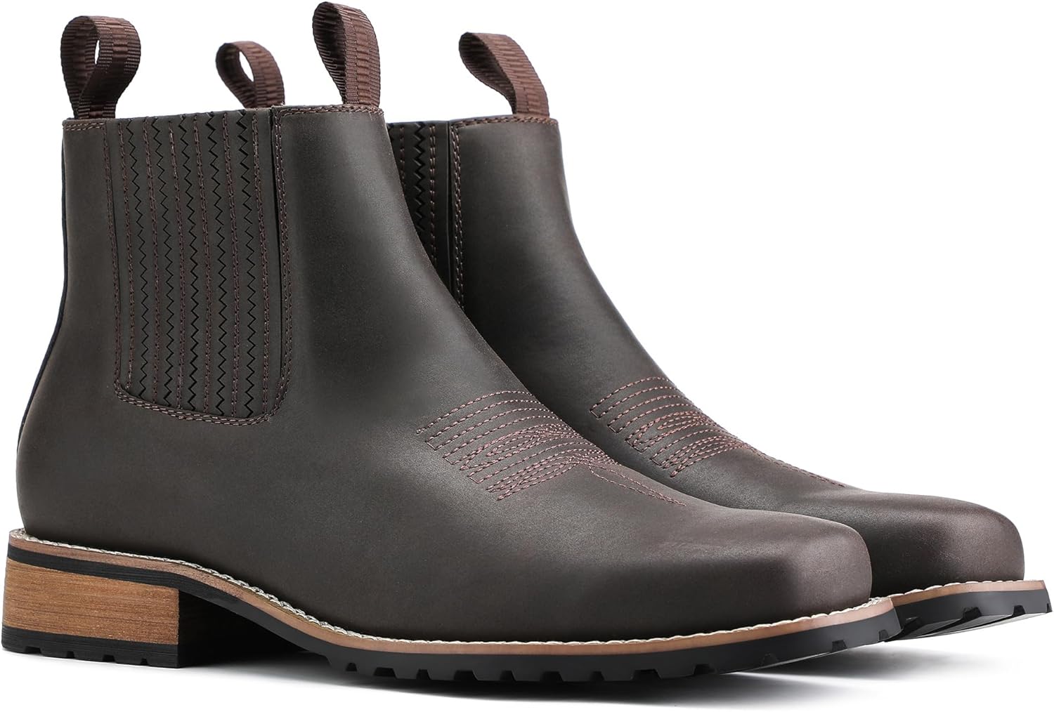 JASONSTAR Cowboy Boots for Men Square Toe, All-Weather Slip-On Work & Casual Western Chelsea Boots -botines para hombre - Image 3