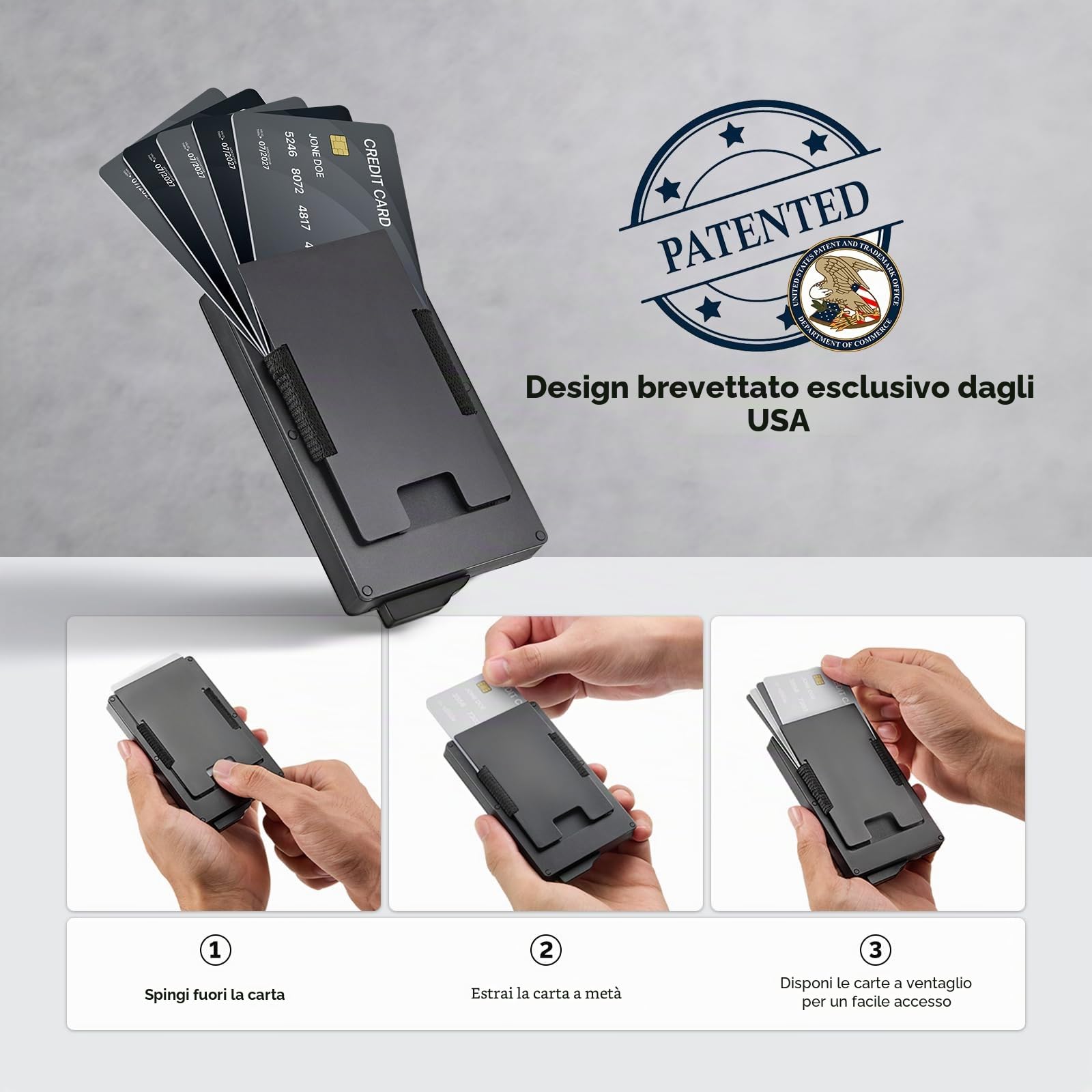 Portafogli da uomo, sottile, pop up, porta carte di credito, blocco RFID