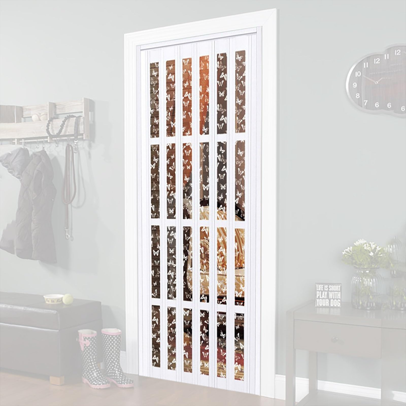 Concertina Foldable Door Concertina Doors Internal White, 200 203 205 210 Cm Tall Heavy Duty Pleated Foldable Door & French Bedrooms Retractable Gate for Bathroom/ Study Room/ Kitchens - Space Saving(