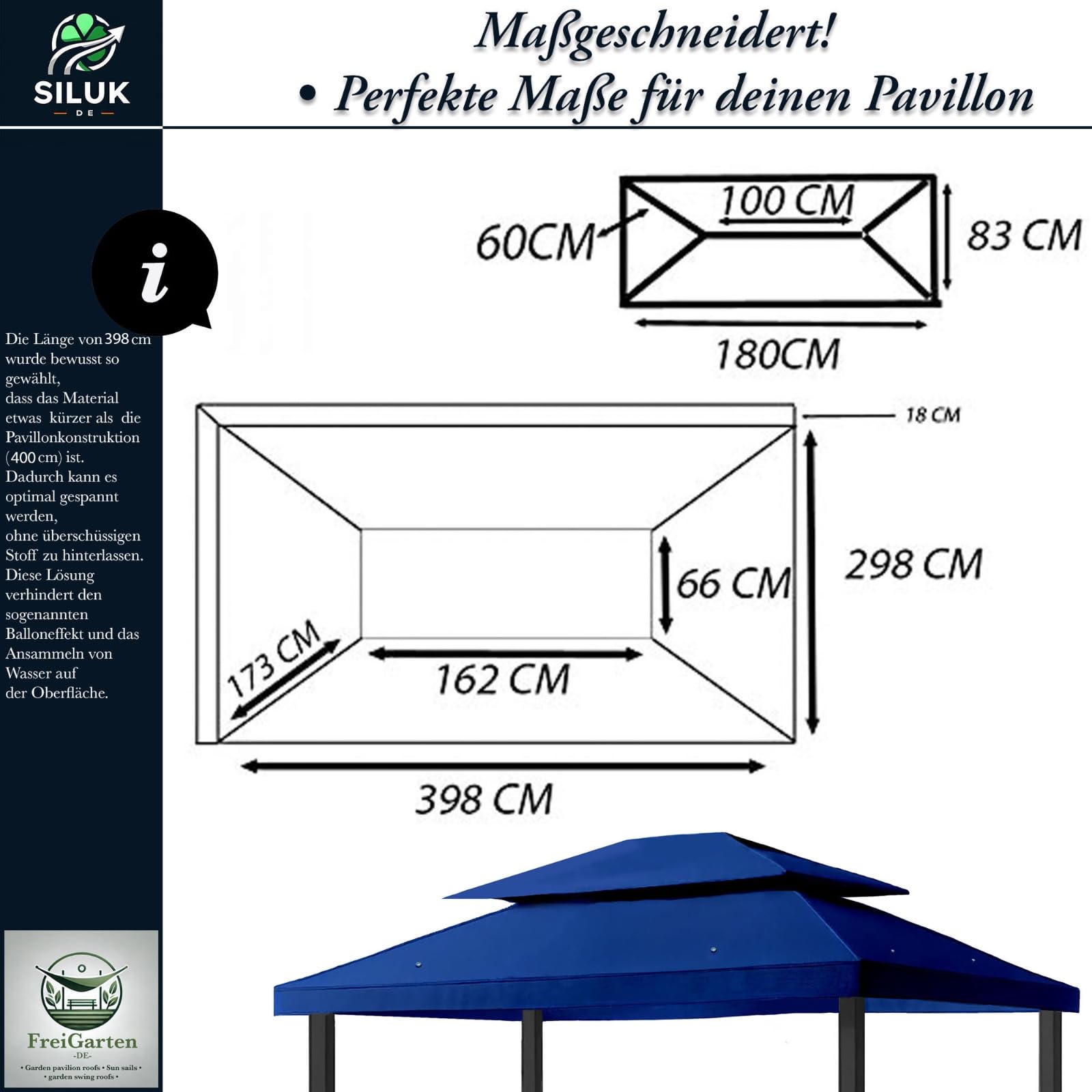 Vervangend Dak Voor Paviljoen, 3 X 3 Meter, Waterdicht Materiaal: Panama PCV Soft 370g M%c2%b2 Extra Sterk Model 6 Antraciet