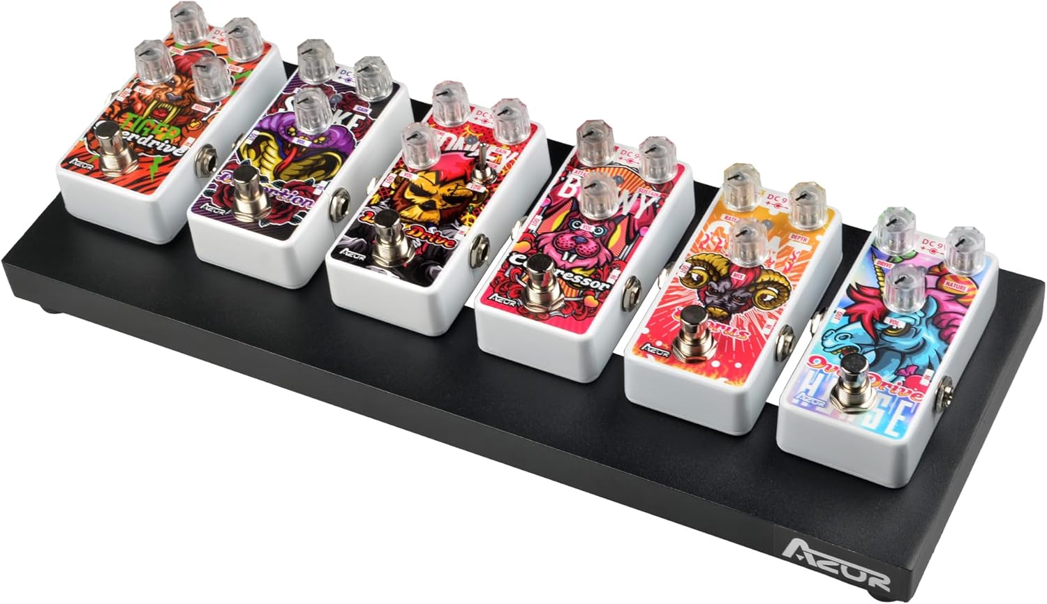 AZOR Mini Guitar Pedal Board | Aluminum Alloy, Super Lightweight (0.58lb) | Portable Effect Pedalboard with Carry Bag | Compact Size 14.5"x5.7"