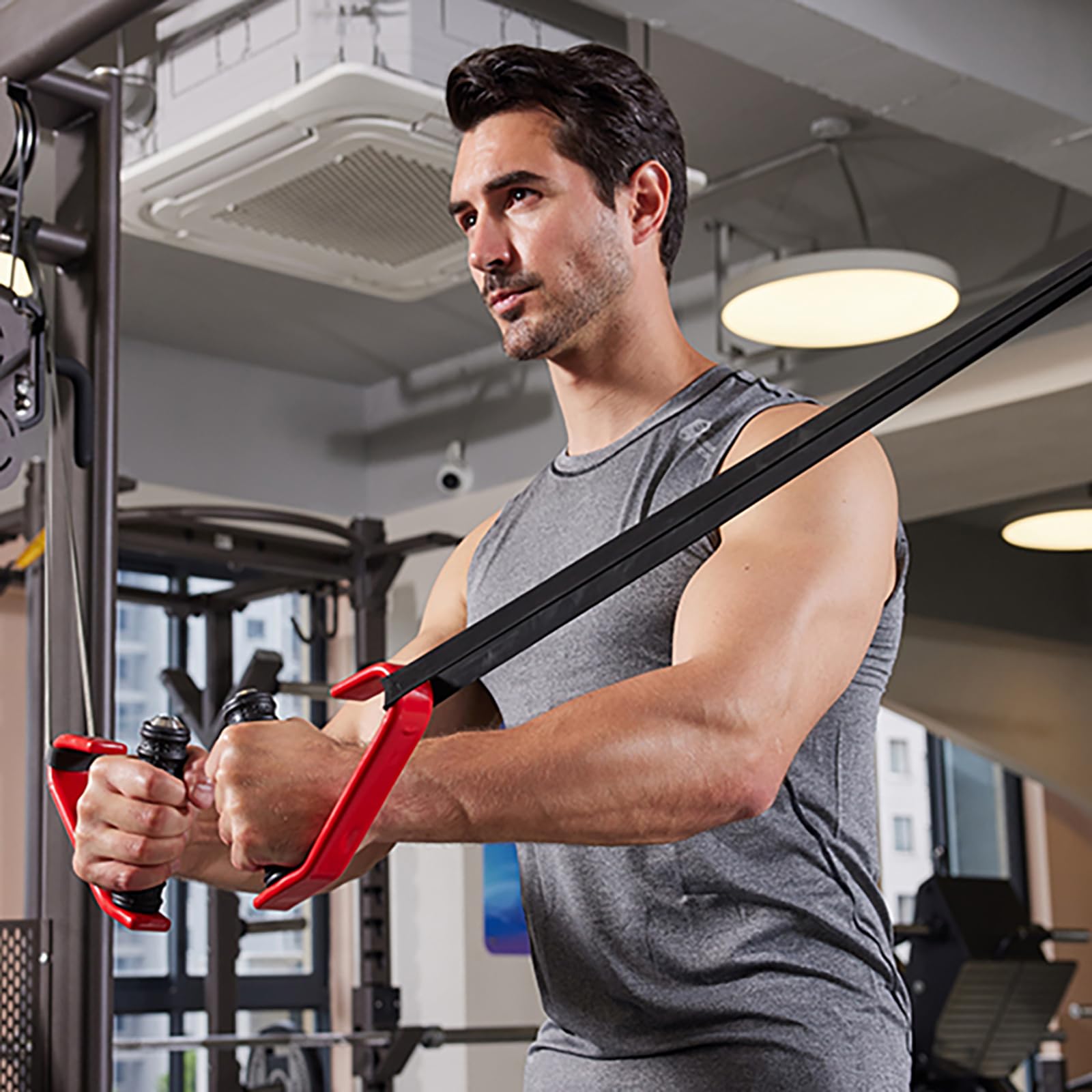 Uchwyt z hakiem do fitnessu miękki owinięty drążek treningowy w kształcie litery C uchwyt fitness uchwyt do wyciągania kabli mocowania maszyny uchwyt treningowy do opaski oporowej owijka