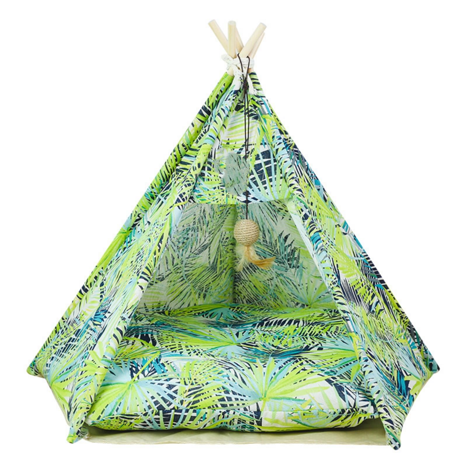 Pet Tipi Tente Portable Portable Amovible Lavable Maison De Chien House Intérieure Maison avec Coussin Et Lit De Chien À Tableau Noir pour Chats Et Chiens