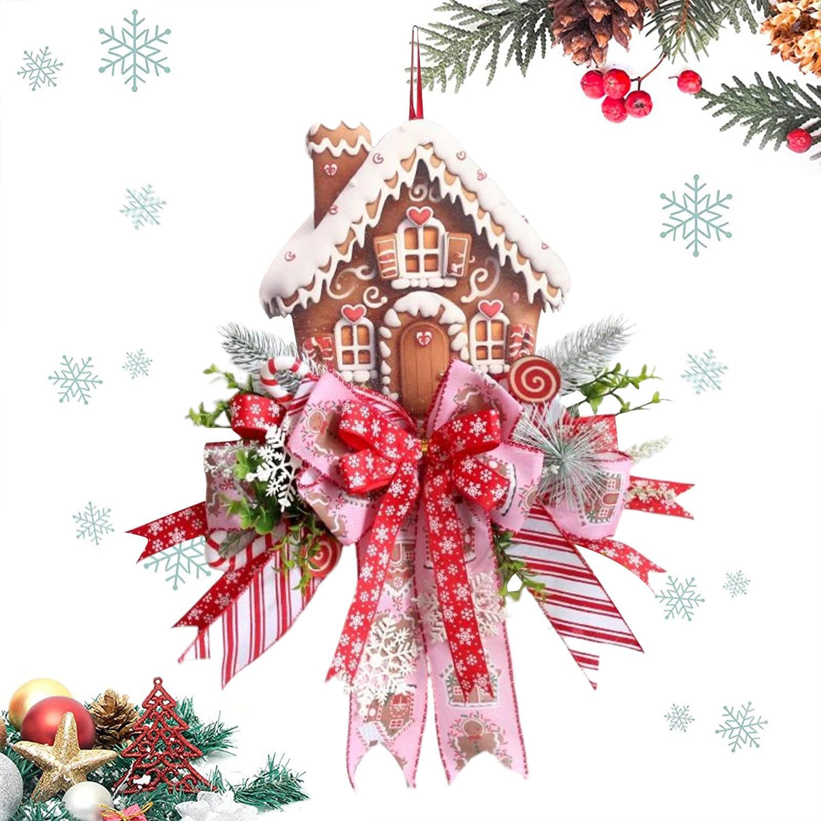 Couronne de Noël en pain d'épice de 50 cm pour décorer la porte d'entrée