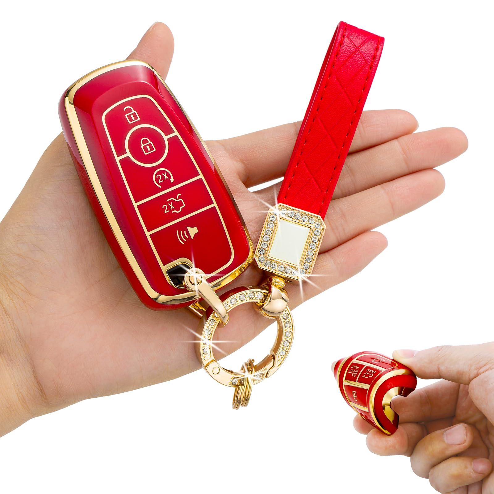 LCWPJWWS for Ford Key Fob Cover,Soft TPU 360 Degree Protection for Ford Fusion F150 F250 F350 F450 F550 Edge Car Key Shell Case