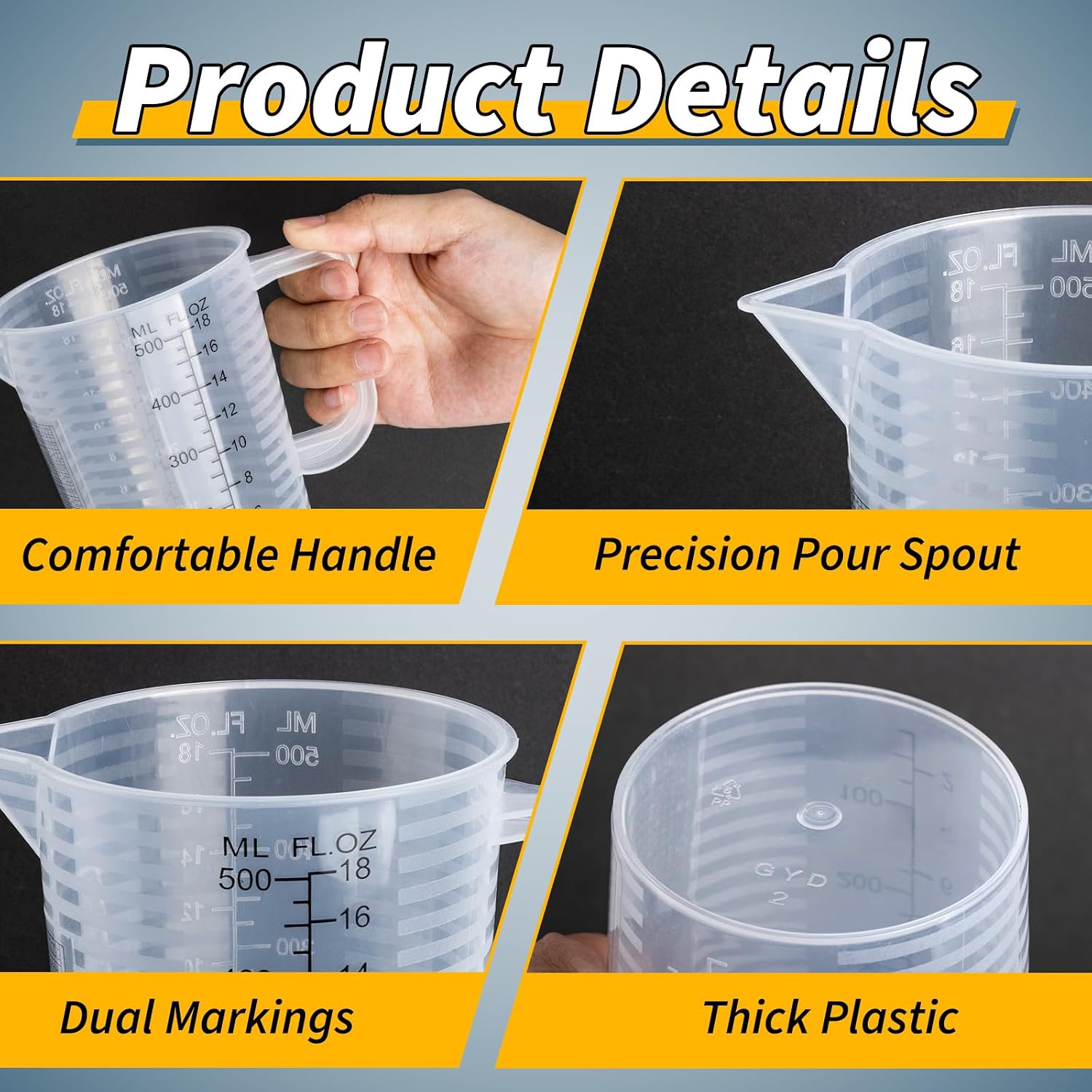 2 Stroke Oil Measuring Cup, 16oz with Ratio Chart, Oil and Fuel Mixing