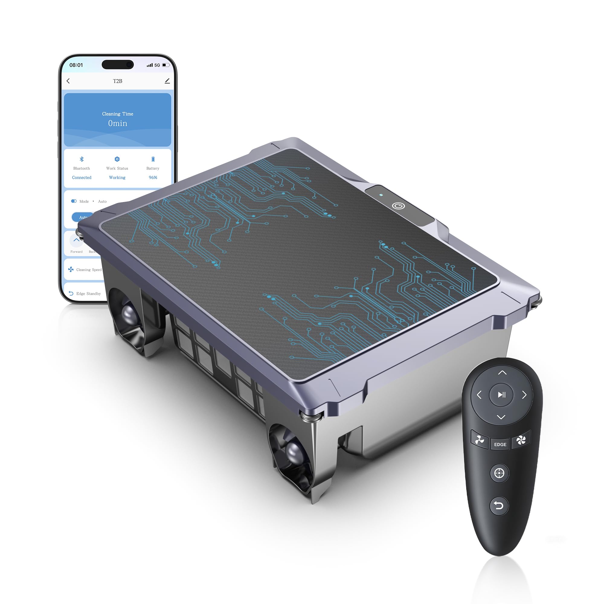 Photo 1 of T2B Solar Pool Skimmer Robot via App & Remote Control, 2026 Upgraded Automatic Robotic Pool Surface Cleaner with 24/7 Cleaning, Dual Charging, Auto-Dock & Smart Nav, Inground & Above-Ground Pools