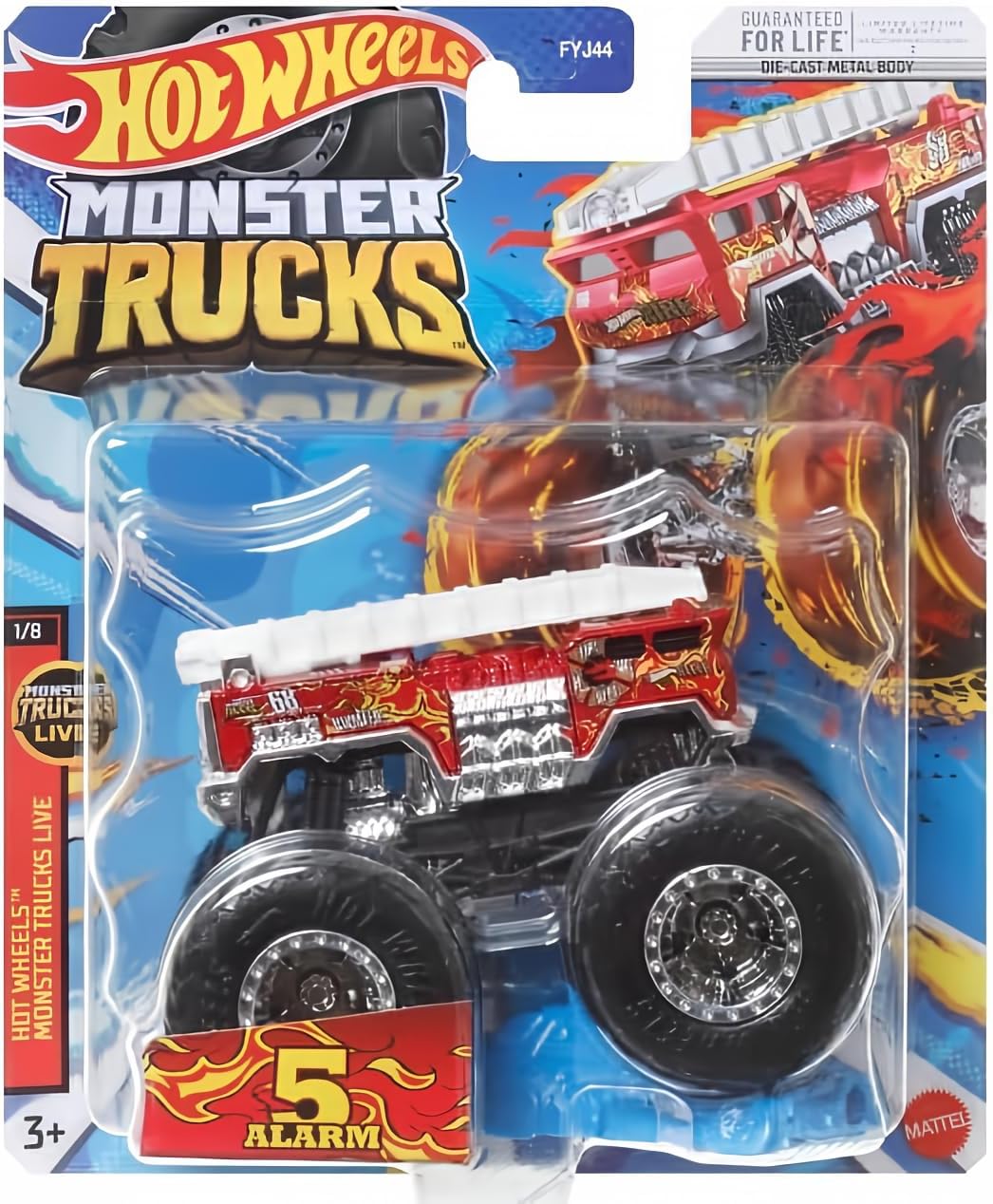 Hot Wheels Monster Trucks Monster Trucks 5 Alarm Fire Truck, 2023 Connect And Crash (1:64 Scale) Red