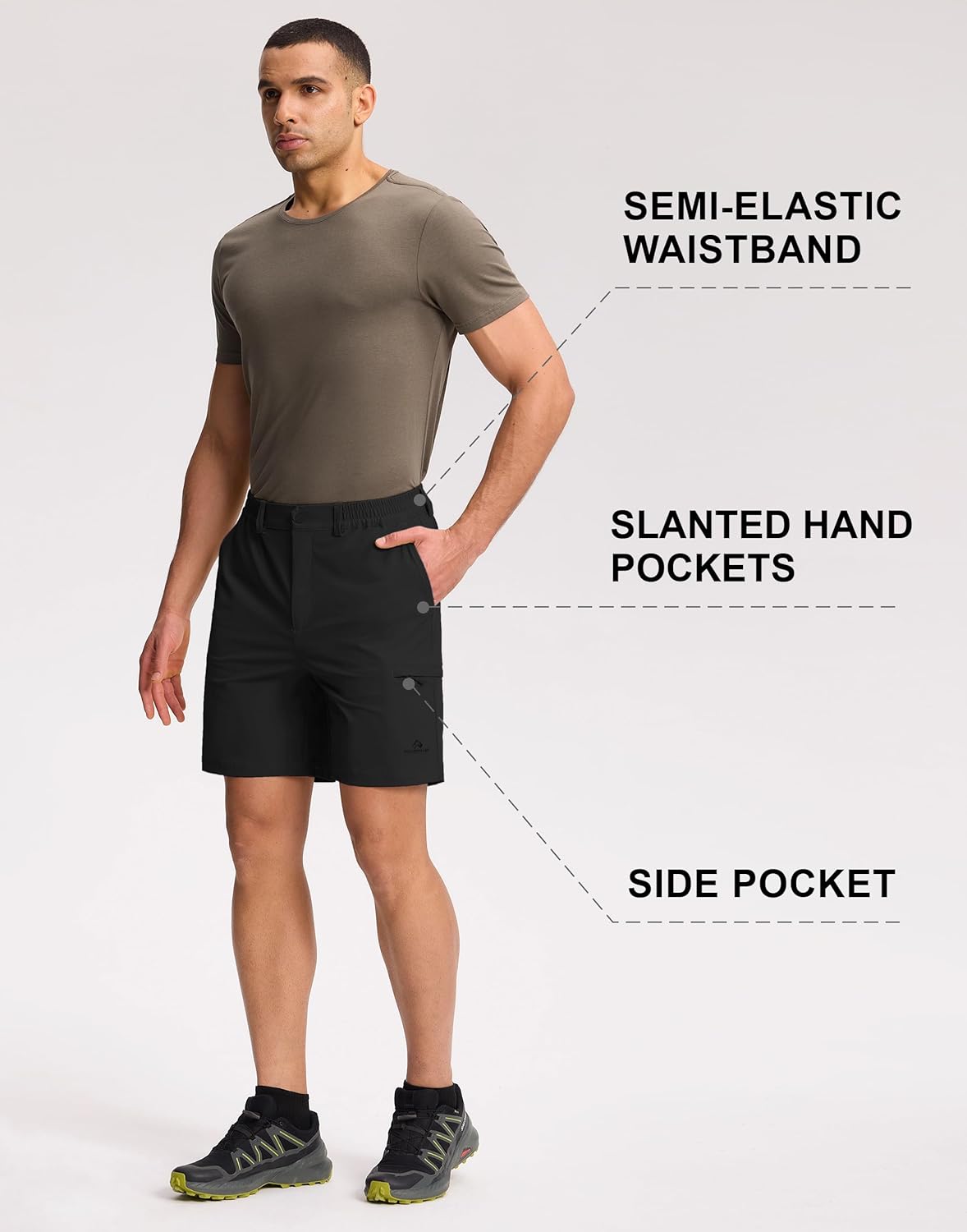 Pioneer Camp Men's 7" Hiking Shorts Lightweight Outdoor Quick-Dry Water-Resistant Casual Shorts for Travel Fishing Golf