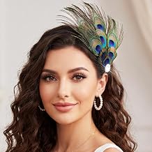 GORTIN Peacock Feathers Fascinator Headband 1920s Flapper Headpiece Roaring 20s Hair Accessories for Women