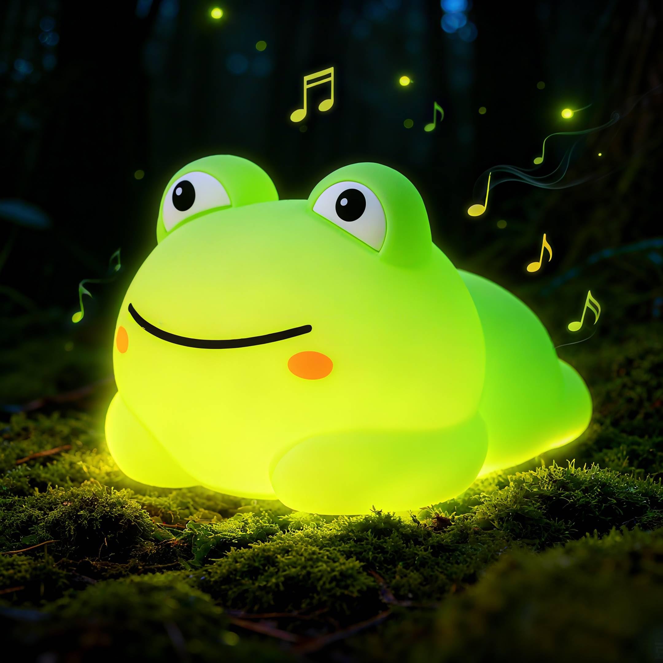 Veilleuse grenouille mignonne avec bruit blanc - 4 sons apaisants et 8 modes d'éclairage, minuterie d'arrêt automatique, rechargeable par USB, aide au sommeil portable pour enfants, adultes, crèches