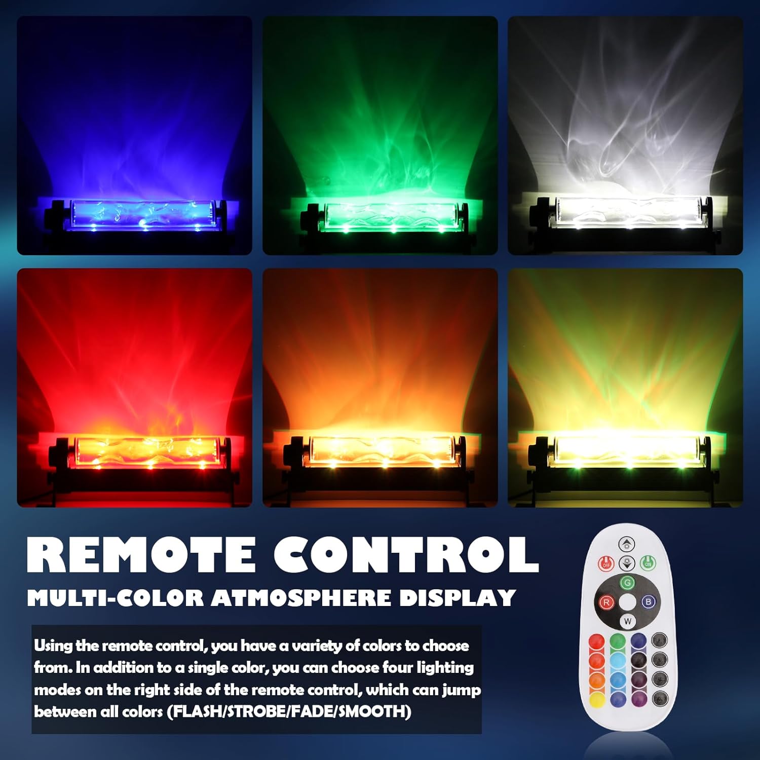 Ocean Wave Light Bar Pro, 16 Color LED Water Ripple Projector Wall Lamp, Light Up 15x15ft Night Lights with Remote, Mood Lighting for Bedroom, Home Decor & Parties