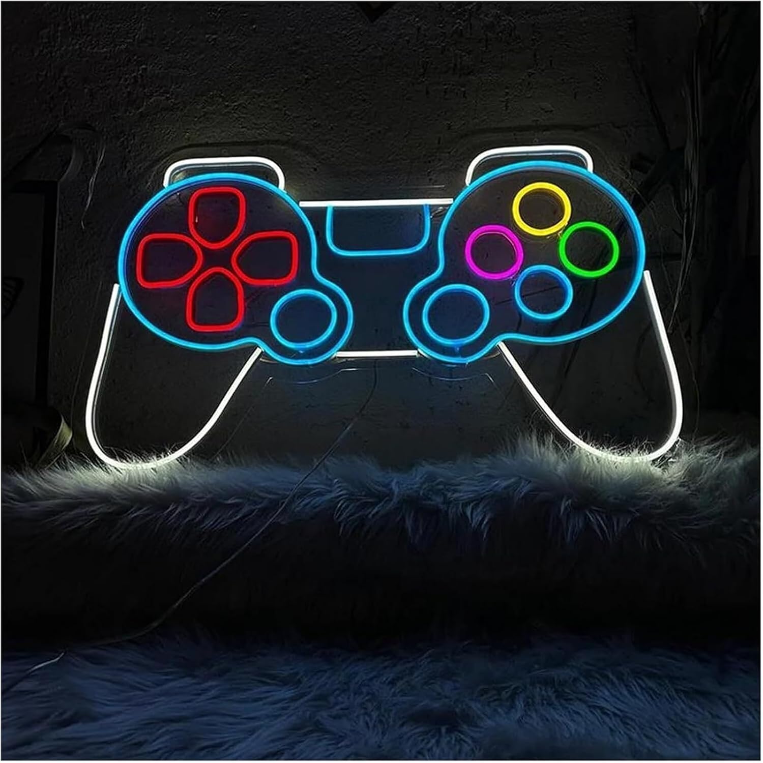 Soothing Atmosphere Lamp Neon Gaming Signs for Remote for Control Powered by Adjustable Brightness Controller(A,45cm)