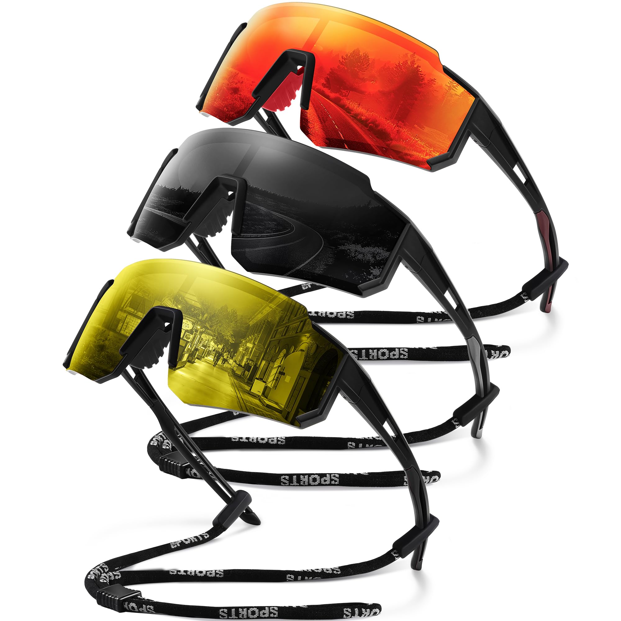 Polarisierte Sport-Sonnenbrille für Männer und Frauen, TR90 leichte Sonnenbrille mit UV-Schutz für Radfahren und Laufen