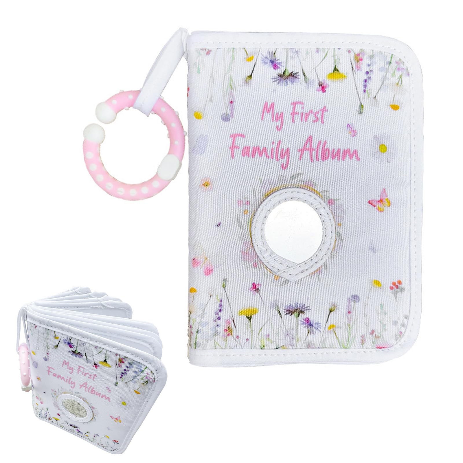 Baby Photo Album Soft Book Fits 17 6x4" Pictures My First Photo Book with Hook Mirror
