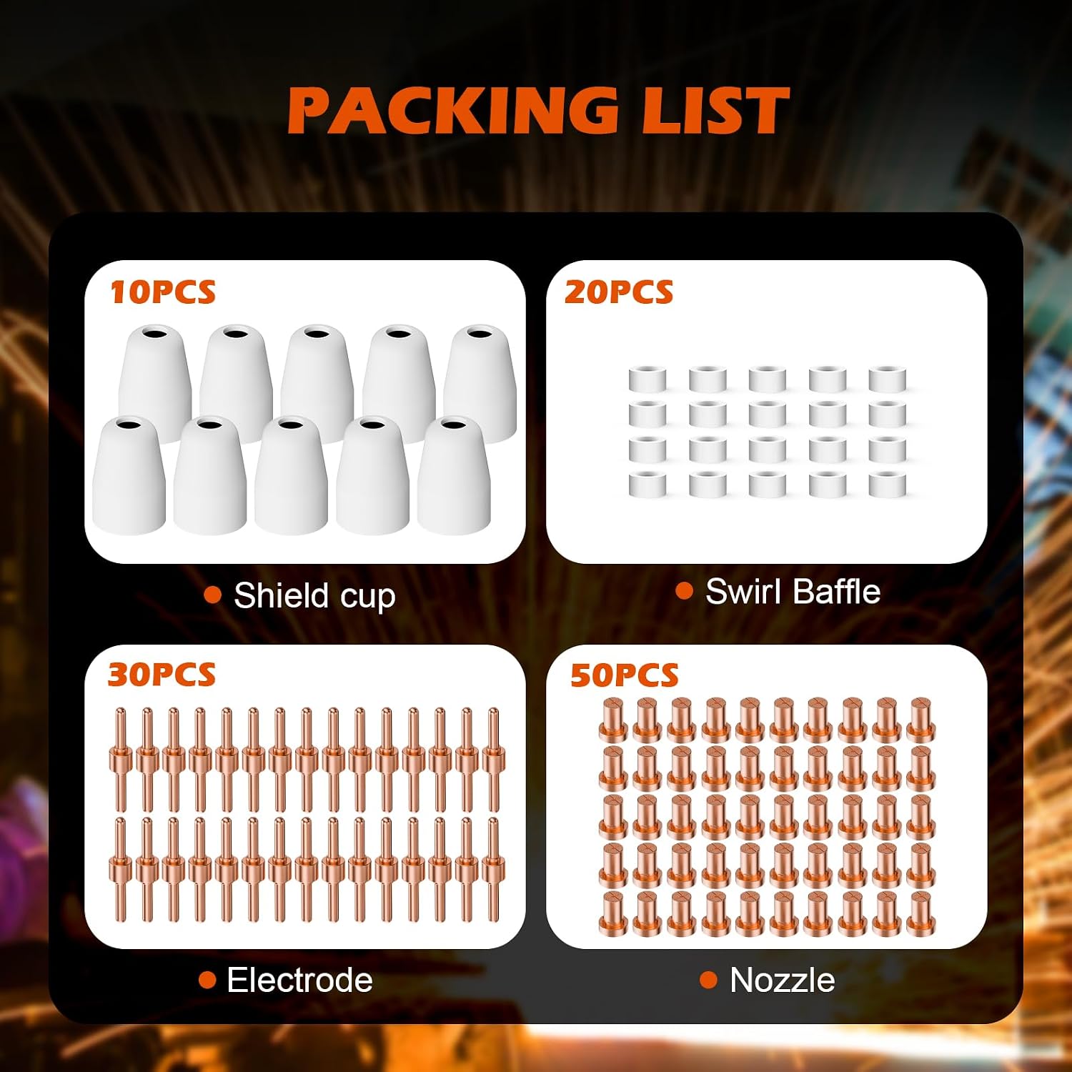 110PCS PT31 Plasma Cutter Consumables, High-Quality Cutting Performance Nozzles, Electrodes & Tips for CUT-40, CUT-50, CT-312Plasma Cutters, Precision Fit Plasma Cutter Torch PT-31 JG-40 LG-40
